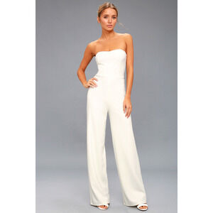Lulus Edith White Strapless Jumpsuit - Size S